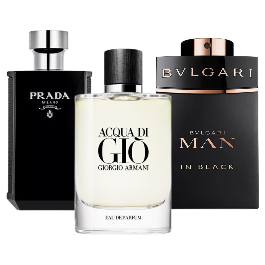 Paket mit 3 Parfums: Bvlgari In Black, Giorgio Armani Acqua Di Gio, L'Homme Prada Intense (Eau de Parfum)